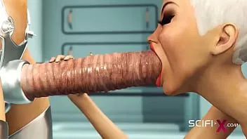 Redare Sex în spațiu în laboratorul SF. o tânără fierbinte face sex anal cu o dickgirl de sex feminin